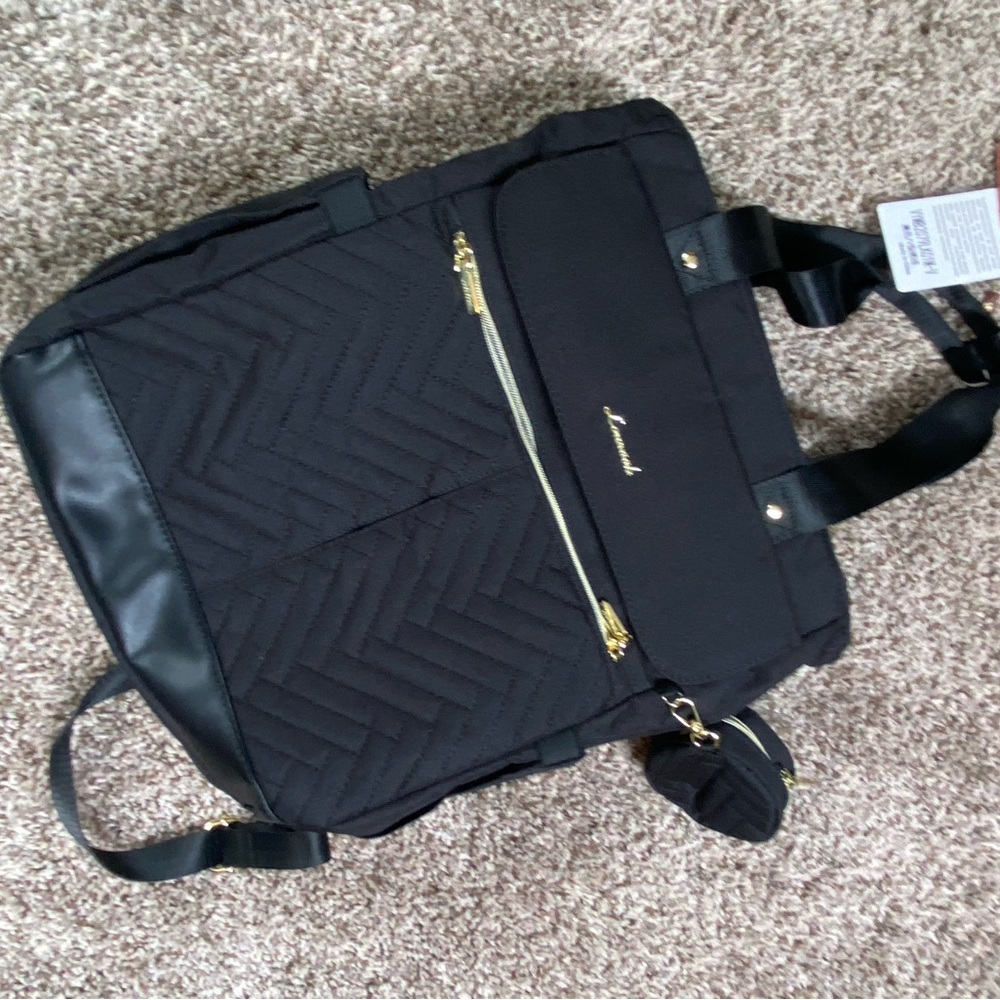 Black Quilted diaper Bag by Loveook
